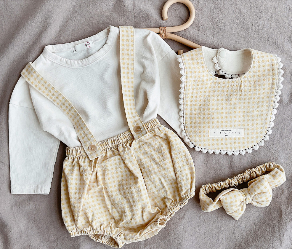 Dottodot 清新小格吊帶包屁衣(M)