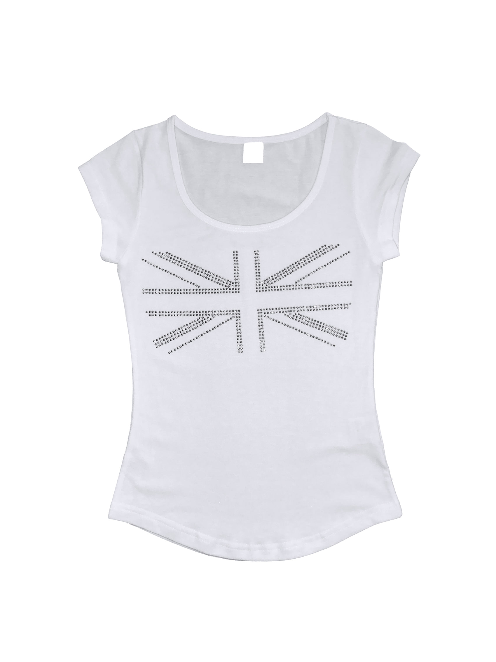 Rhinestone Scoop Neck Cap-Sleeve Top