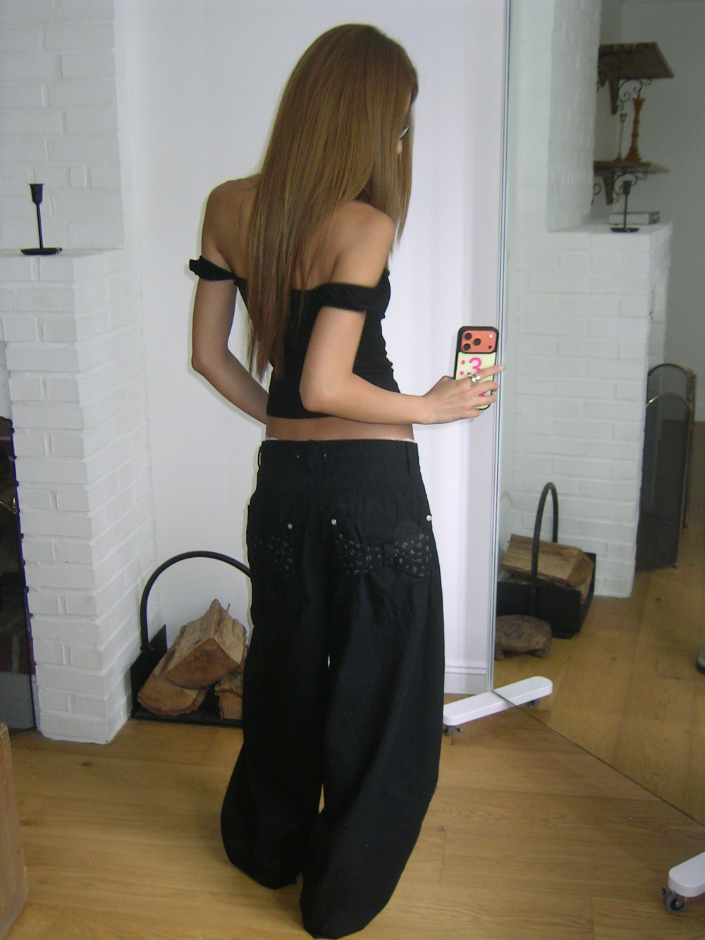 Floral Back-Ribbon Balloon Pants