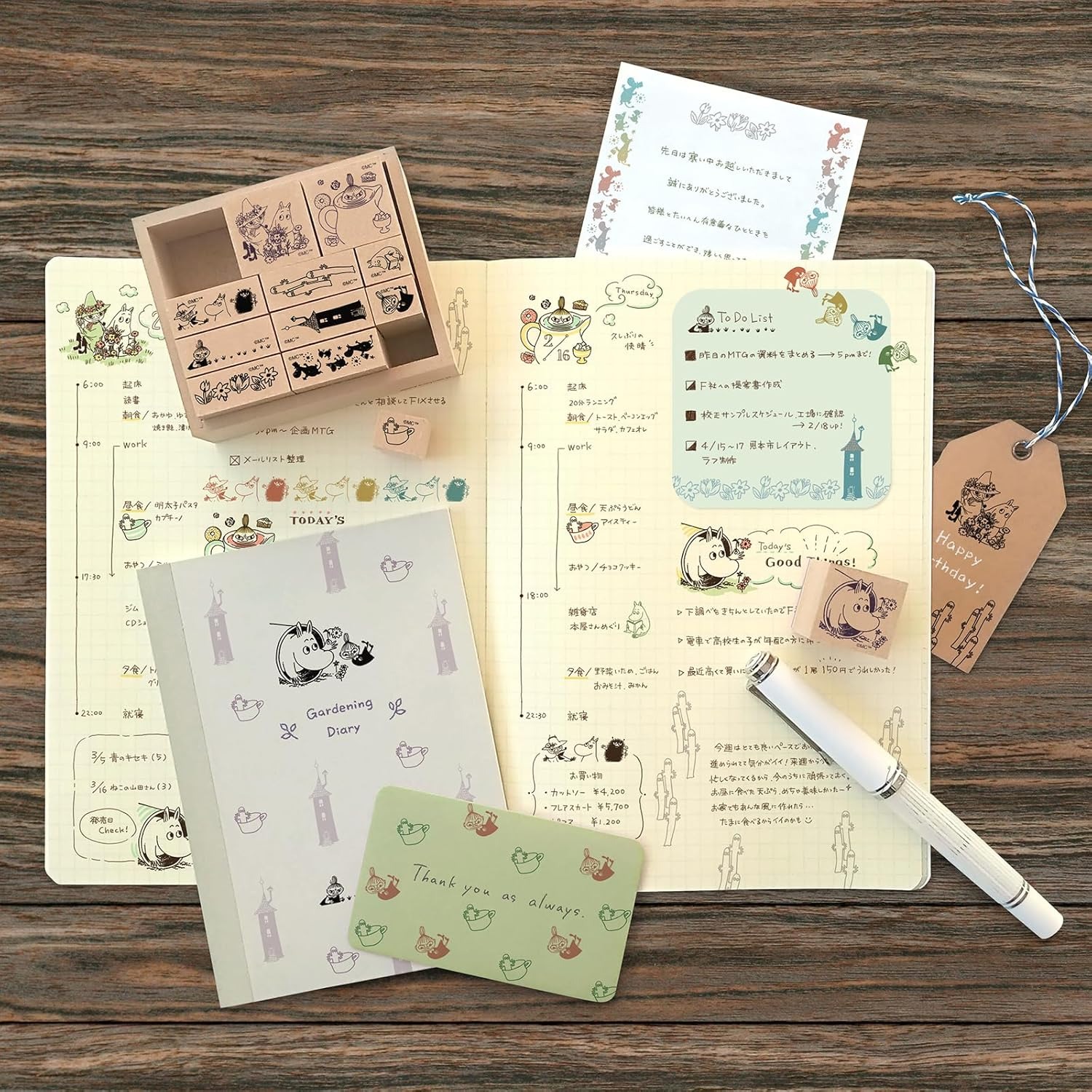 現貨｜Moomin 姆明 日本製 Beverly 木製 印章 套裝 (SOH-012)