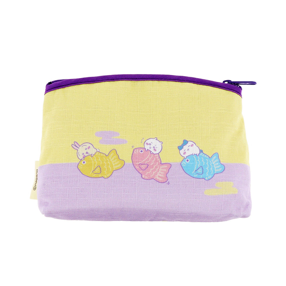 現貨｜Chiikawa ちいかわ 川越店 MOGUMOGU本舖限定 日本製 鯛魚圖案 和風布料 化妝袋 (CMK040)