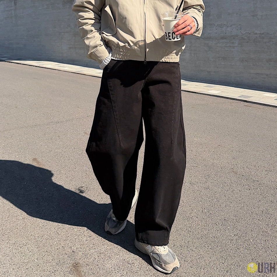 【100%保證韓國直送】韓系質感 3D 立體弧形剪裁 100% 純棉長褲 👖 [2 color] RF118542