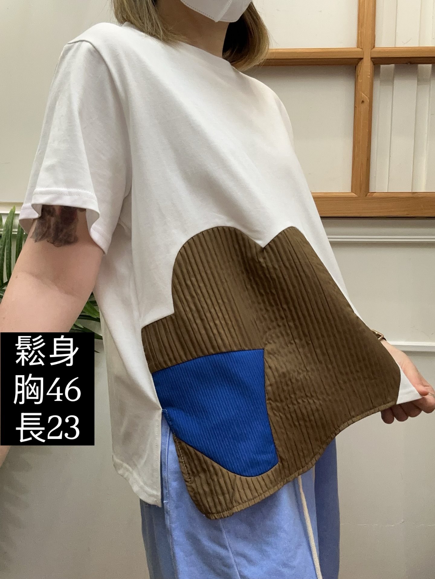 韓國製造斜腳花花寬鬆T恤
