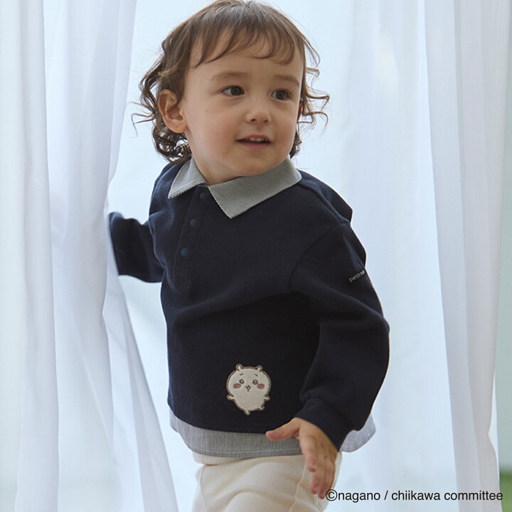 🇯🇵預訂 日本直送🇯🇵 Petit Main x Chiikawa系列兩色人物刺繡貼花企領長袖上衣