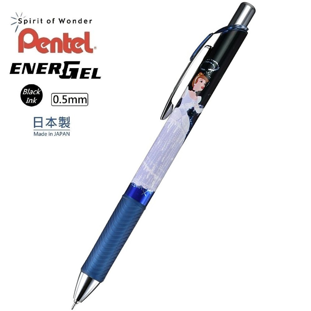 現貨｜【日本 Disney Store 限定】Cinderella 灰姑娘 日本製 Pentel EnerGel 0.5mm 黑色 啫喱筆 208803