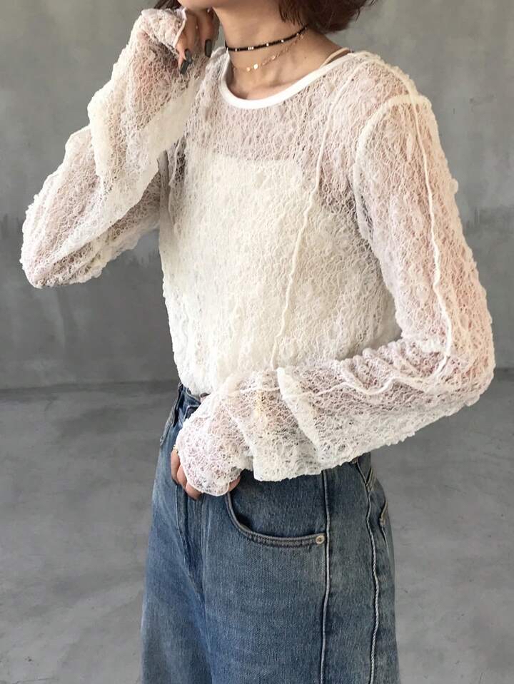 精緻蕾絲長袖上衣