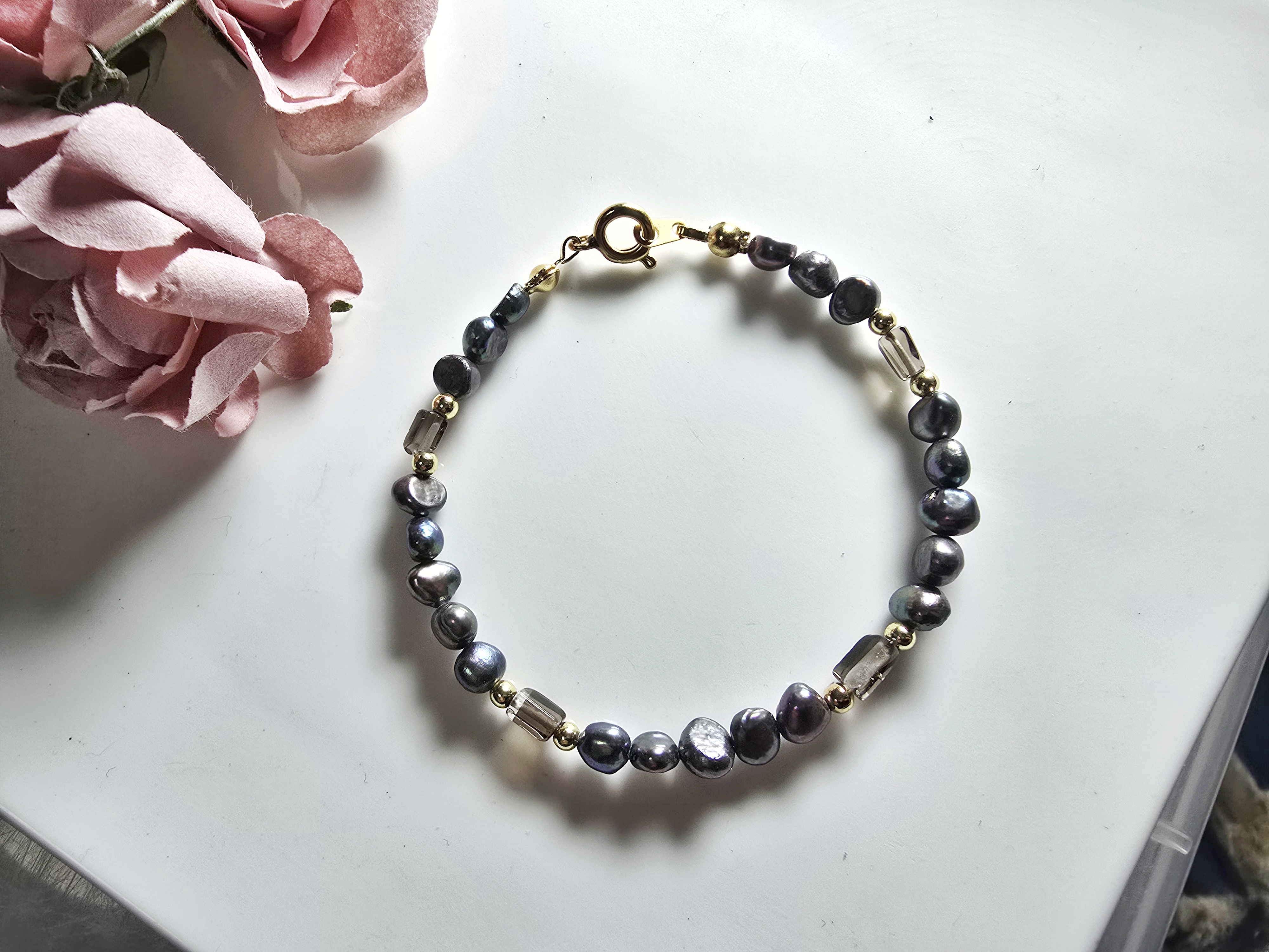 FWP0125-20  天然珍珠茶晶復古手鏈