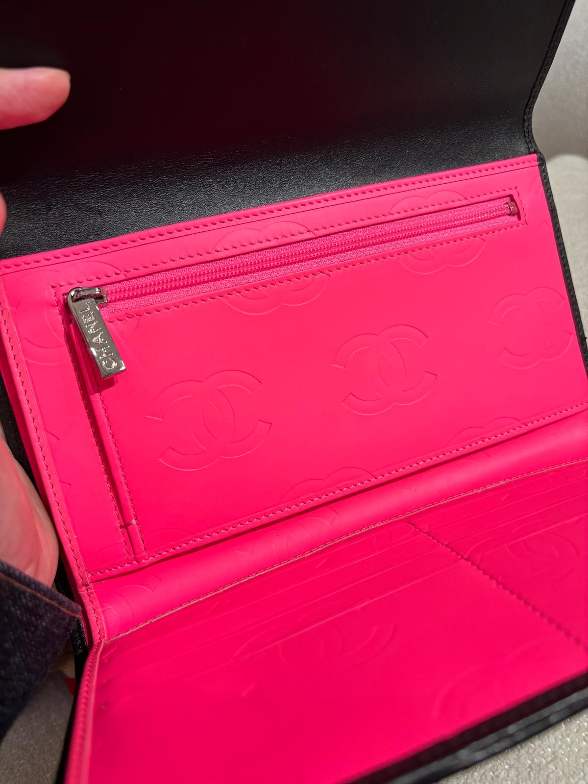 未使用品 Chanel cambon fold wallet calfskin 黑色牛皮絕版長銀包 100%Authentic, Unused ✅Card✅Box