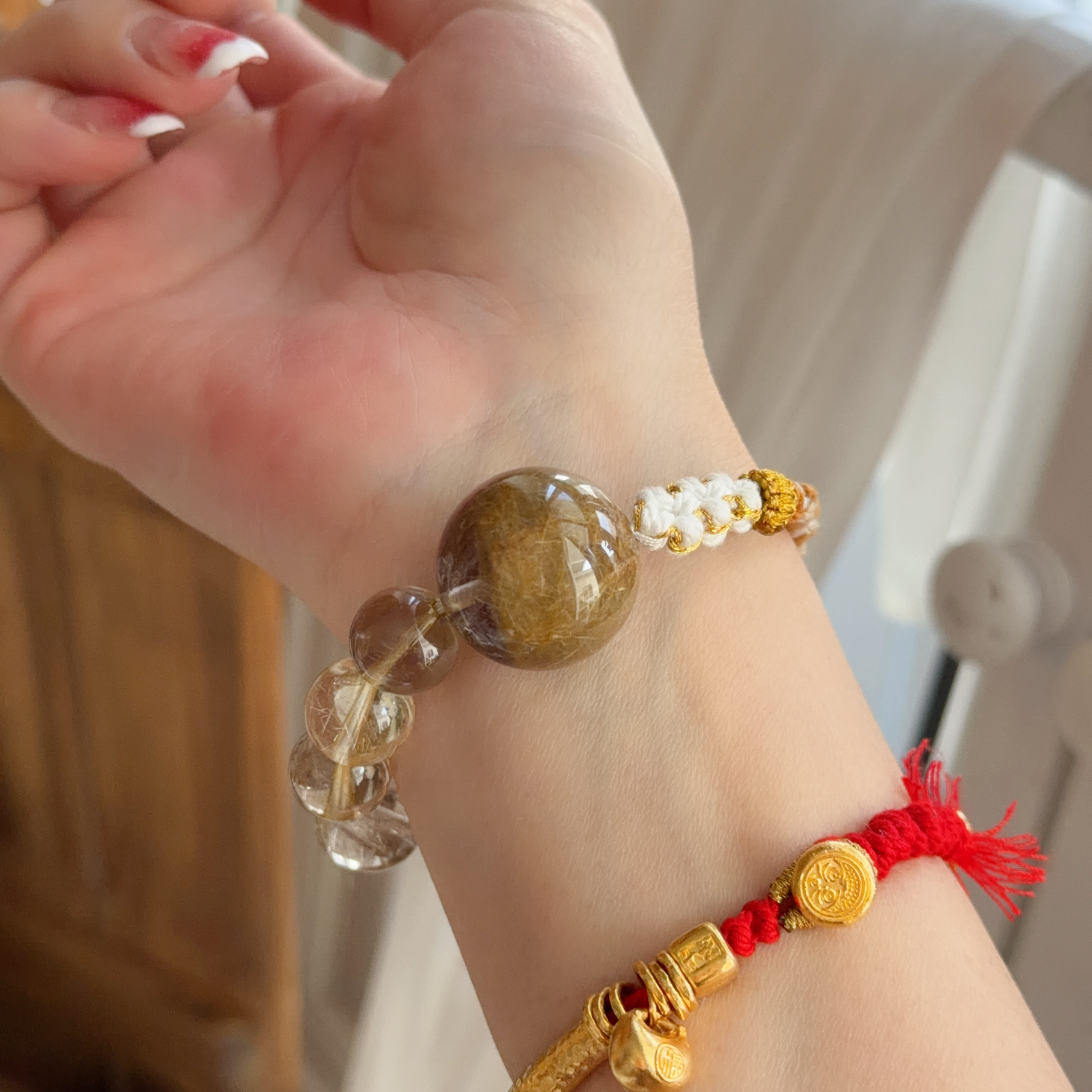 金髮晶+銀髮晶襯手绳