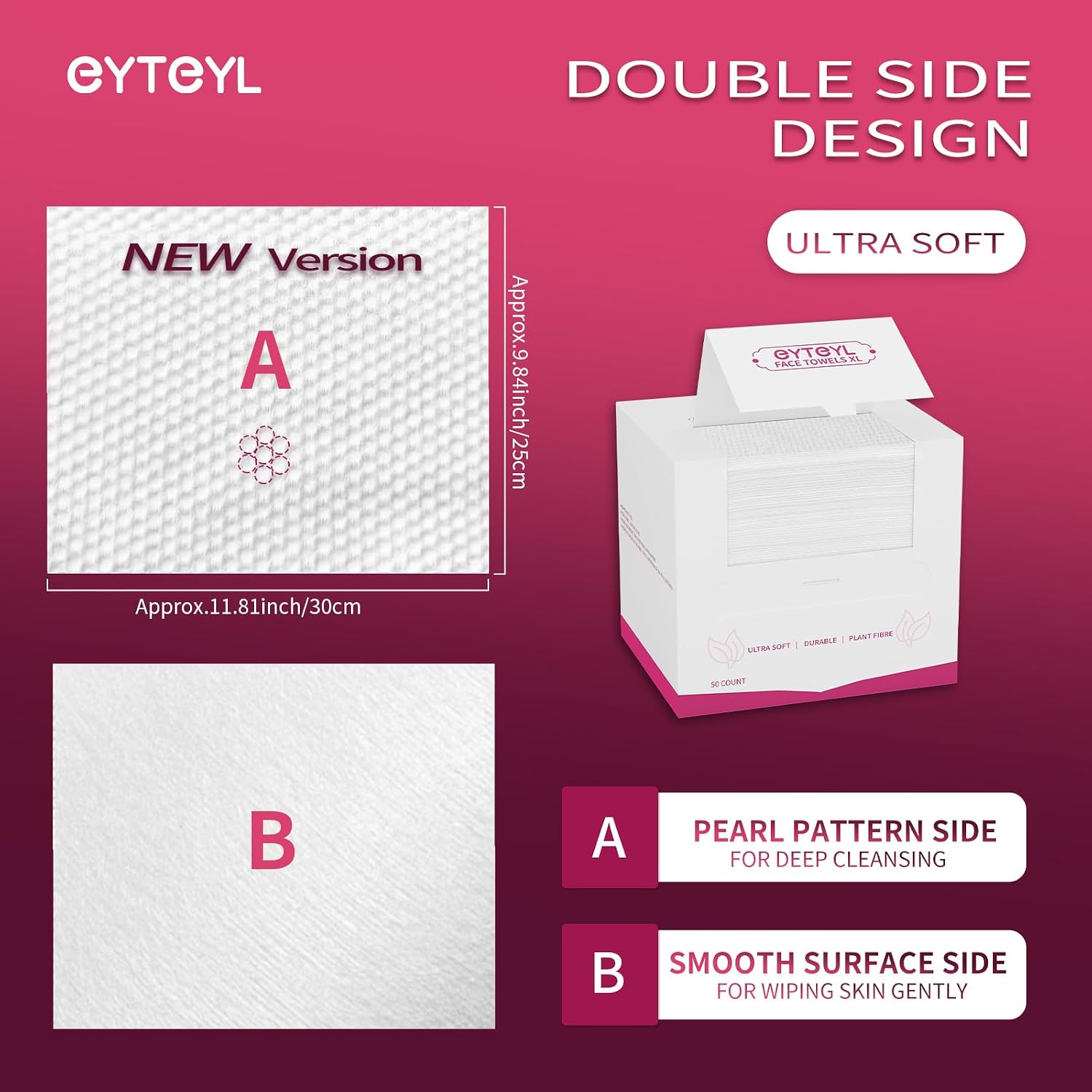 eYTeYL - 盒裝 一次性 XL 洗臉巾 (50片裝-珍珠紋) 面巾