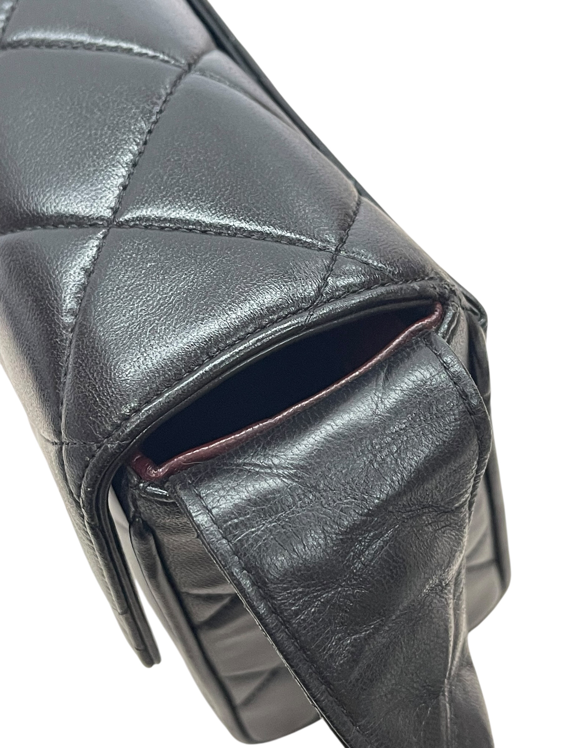 Pre-Owned CHANEL Black Covered CC Quilted Flap Bag Lambskin / Product Code:081310