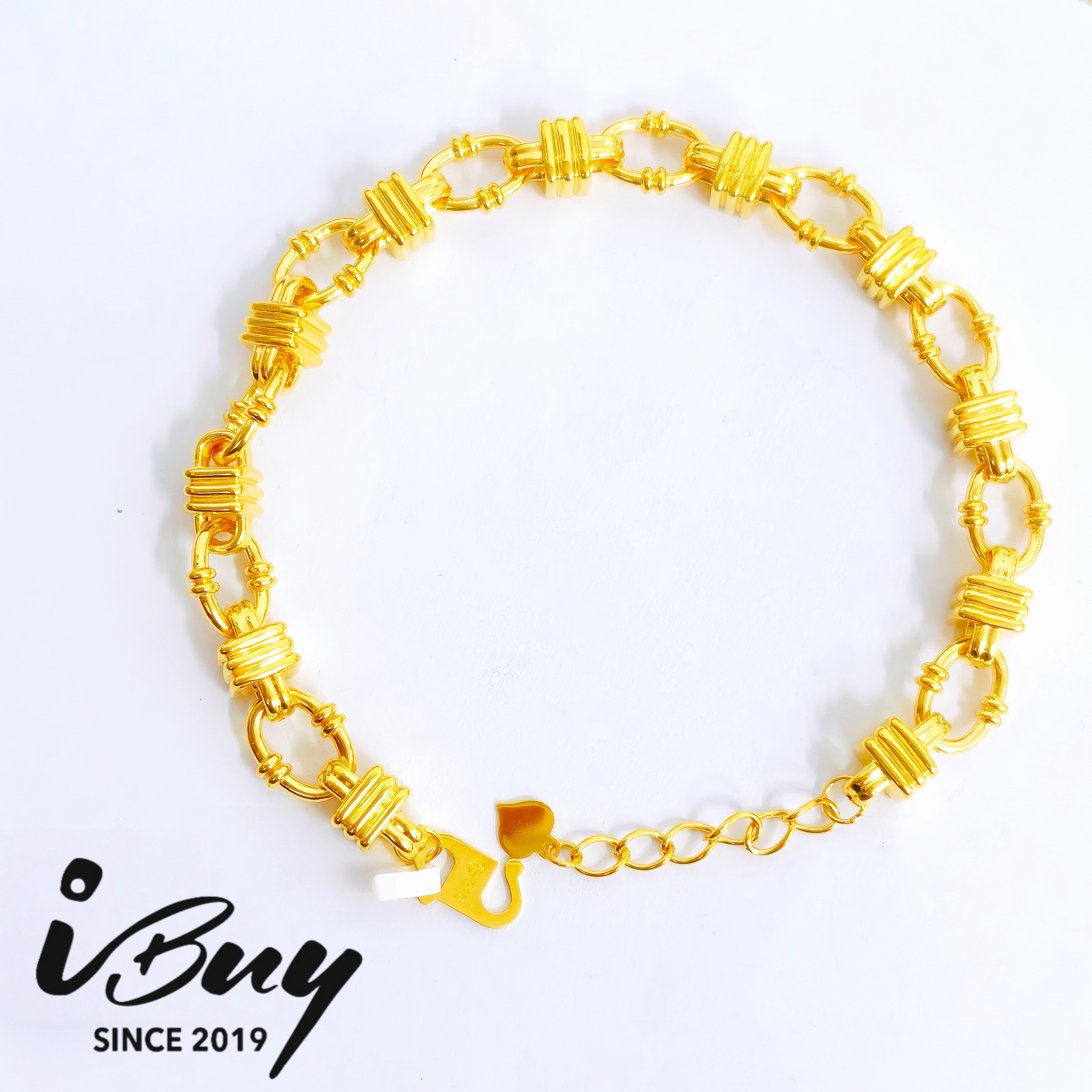 916 HARD GOLD INTERLOCKING LOOP BRACELET 916硬金 环环相扣造型手链 18-20CM