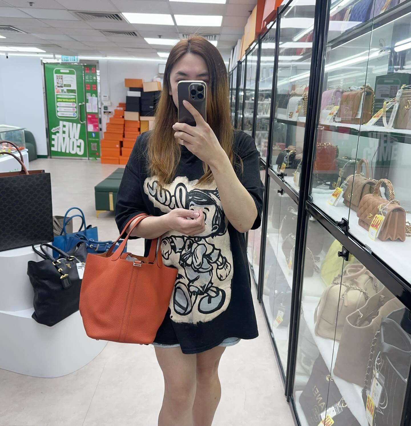 HERMES 🤍PRE OWNED PICOTIN 22 橙色銀扣菜籃子 T Stamp 🧡