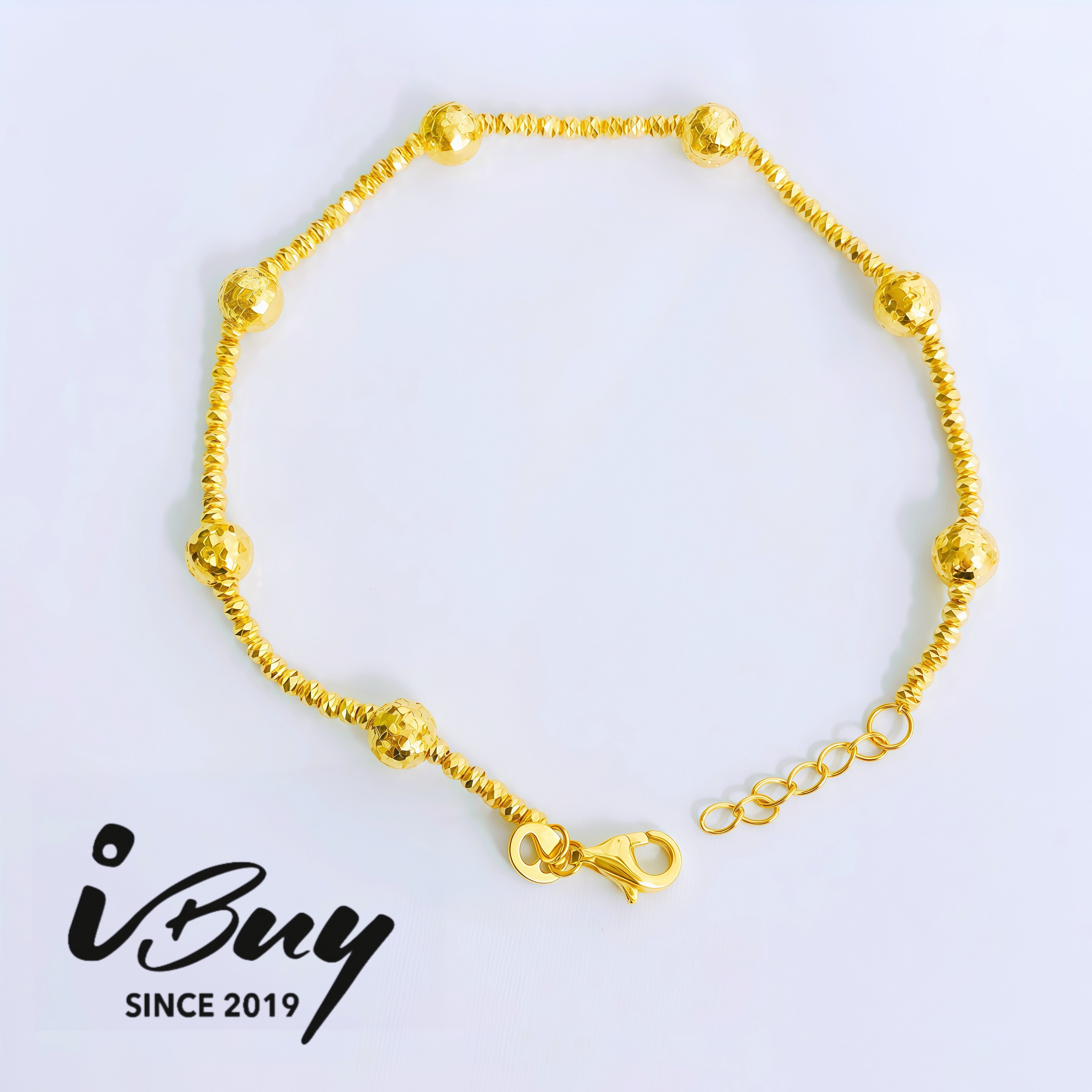 916 GOLD DRAGON SCALE BEADS WITH DISCO BEADS BRACELET 916 金 龙鳞蹦迪珠手链