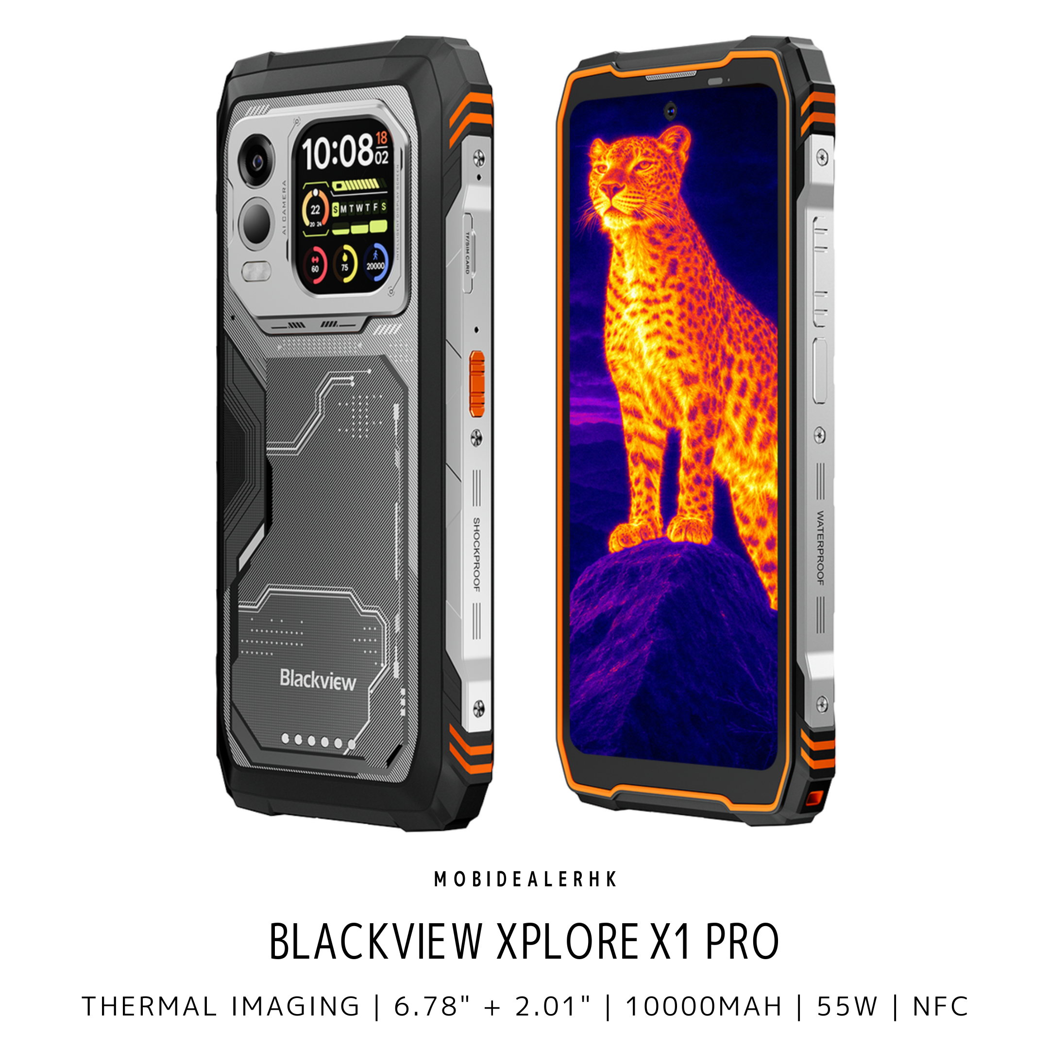 Blackview Xplore X1 Pro | 5G | 三防手機 | 熱感 | 6.78" + 2.01" | 10000mAh | 55W | 反向充電 | NFC