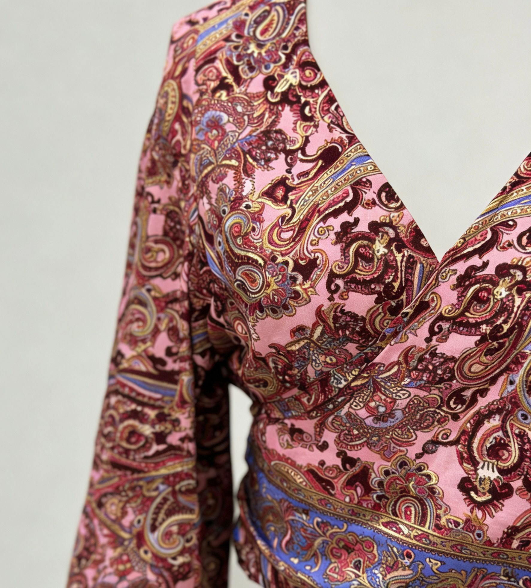 復古佩斯利印花綁帶上衣