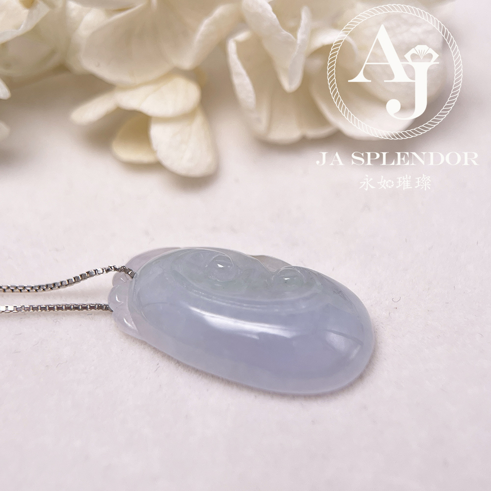 JN-1625 天然翡翠A玉 冰種春彩如意吉祥吊墜