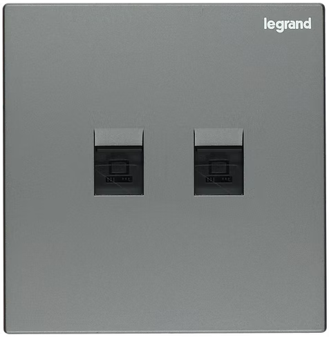 Legrand Galion 深沙銀 孖位 CAT6數據插座