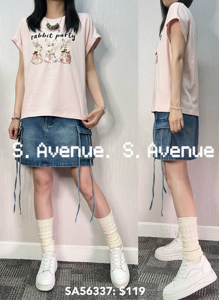 SA56337: 短袖三隻兔兔tee