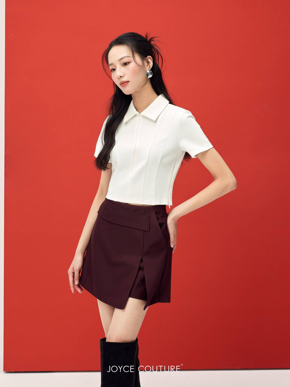 不对称腰带裤裙 P0451