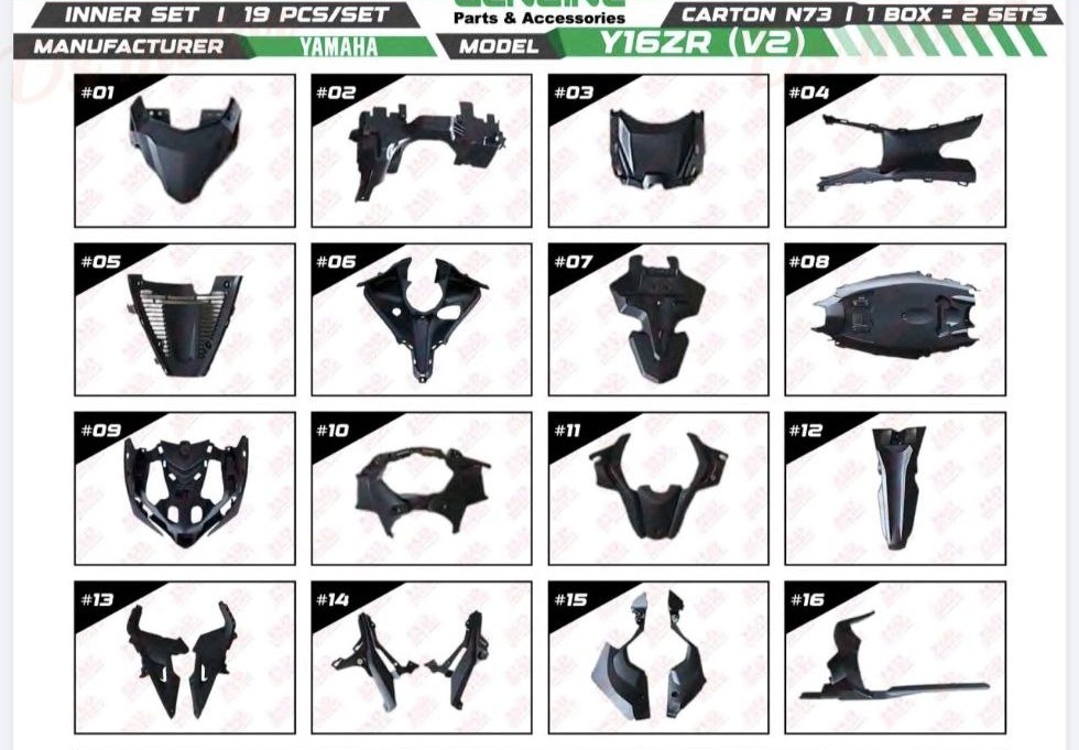 Yamaha Inner Cover Set Y16ZR V1/ V2 Abs <BAX-F8400-00>