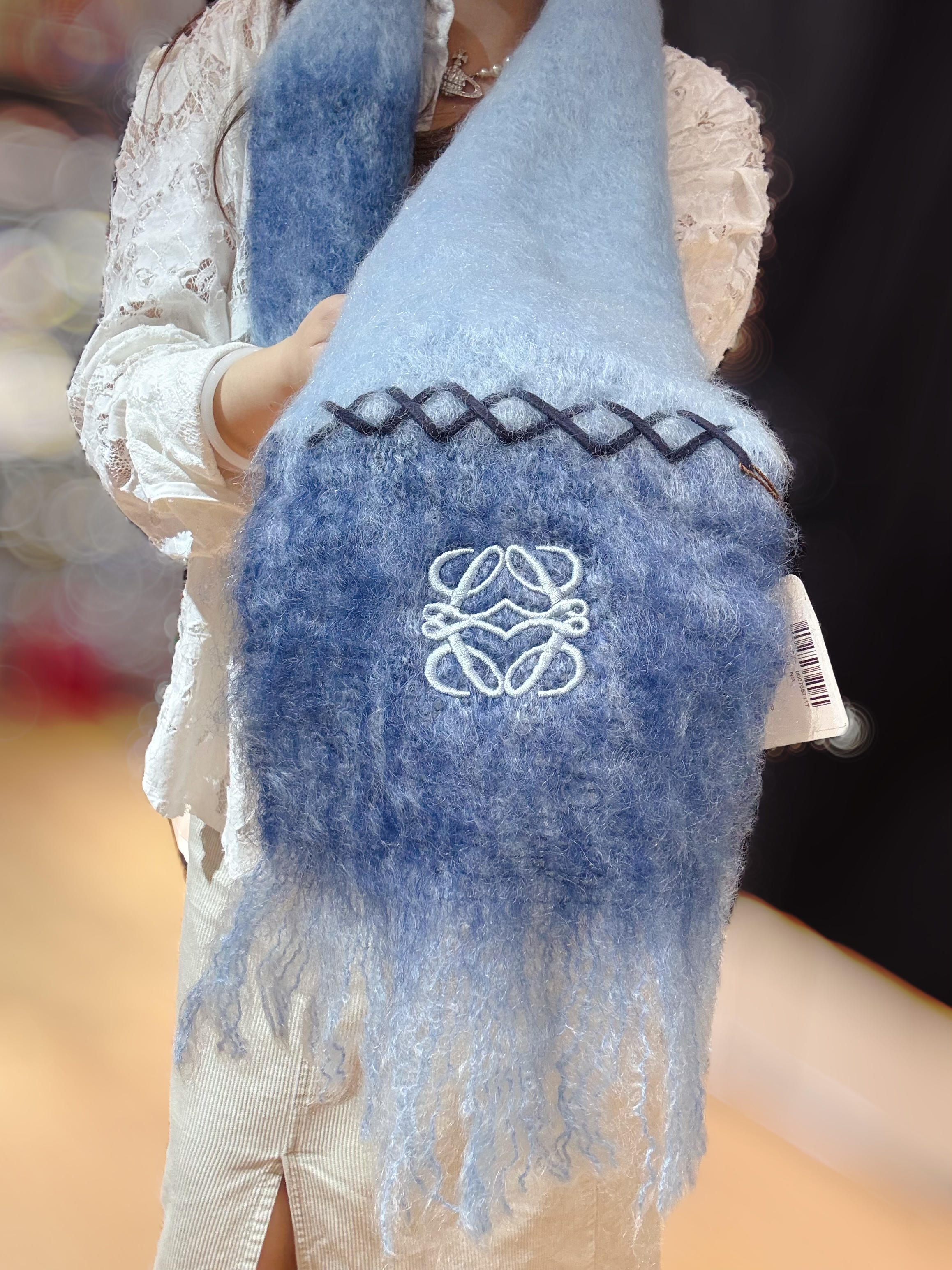 Loewe scarf mohair/xs/blue