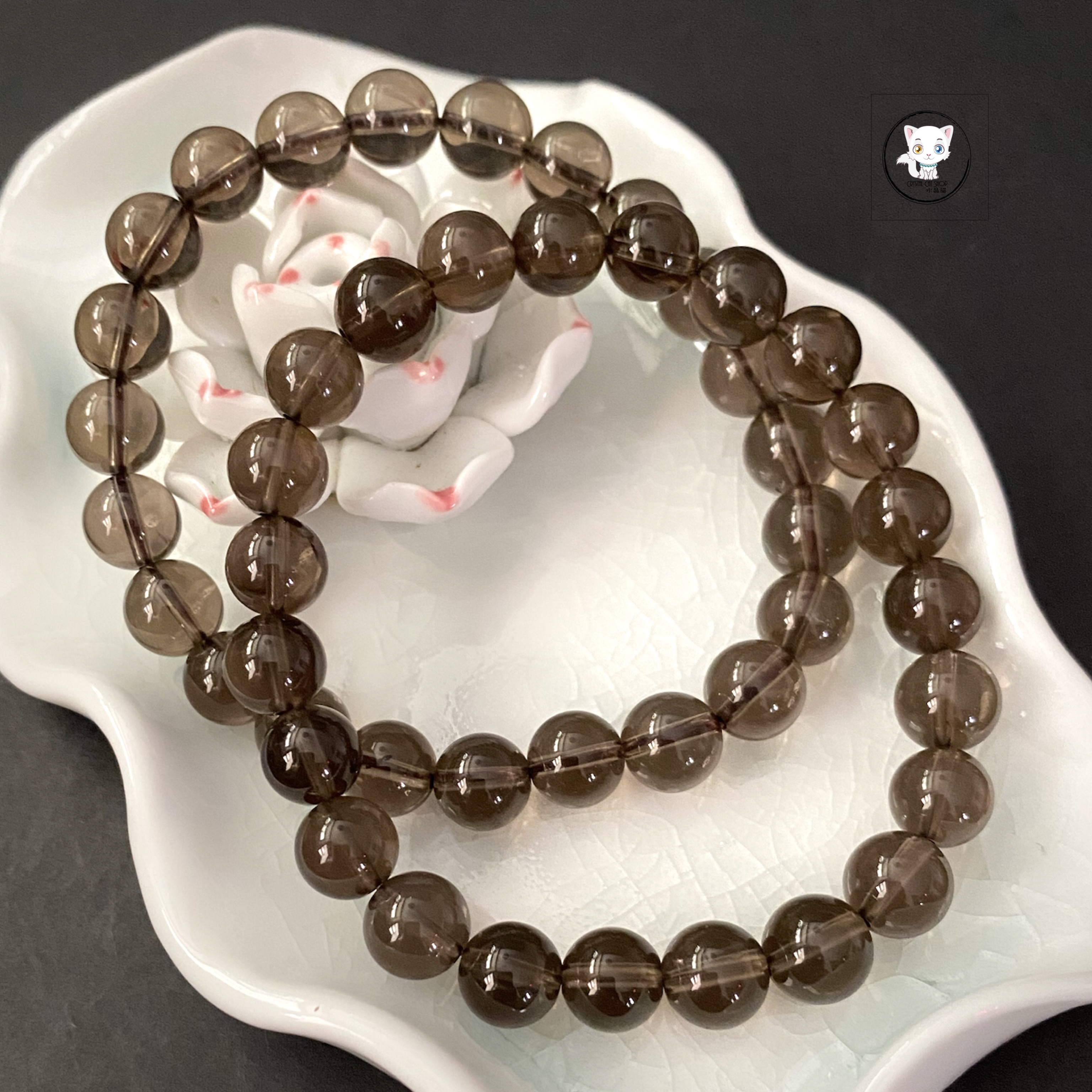 精品天然茶水晶手鏈 8mm