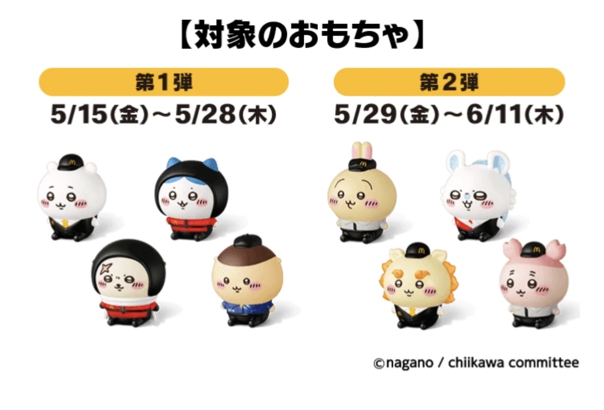 日本麥當勞 5月、6月開心樂園餐 Chiikawa玩具 第一彈&第二彈全套8款
