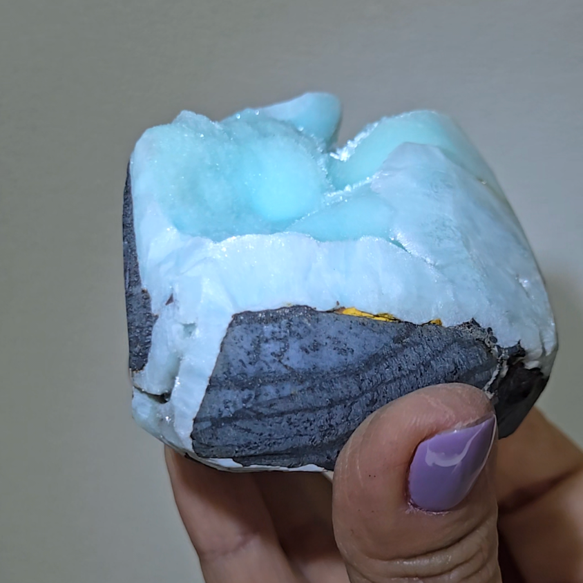 Blue aragonite with botryoidal bubble formations - AR55
