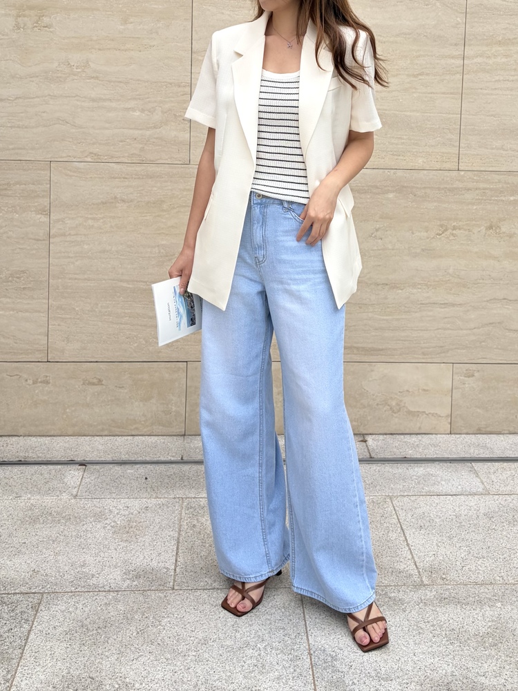 Linen Striped Tank Top (Whtie)
