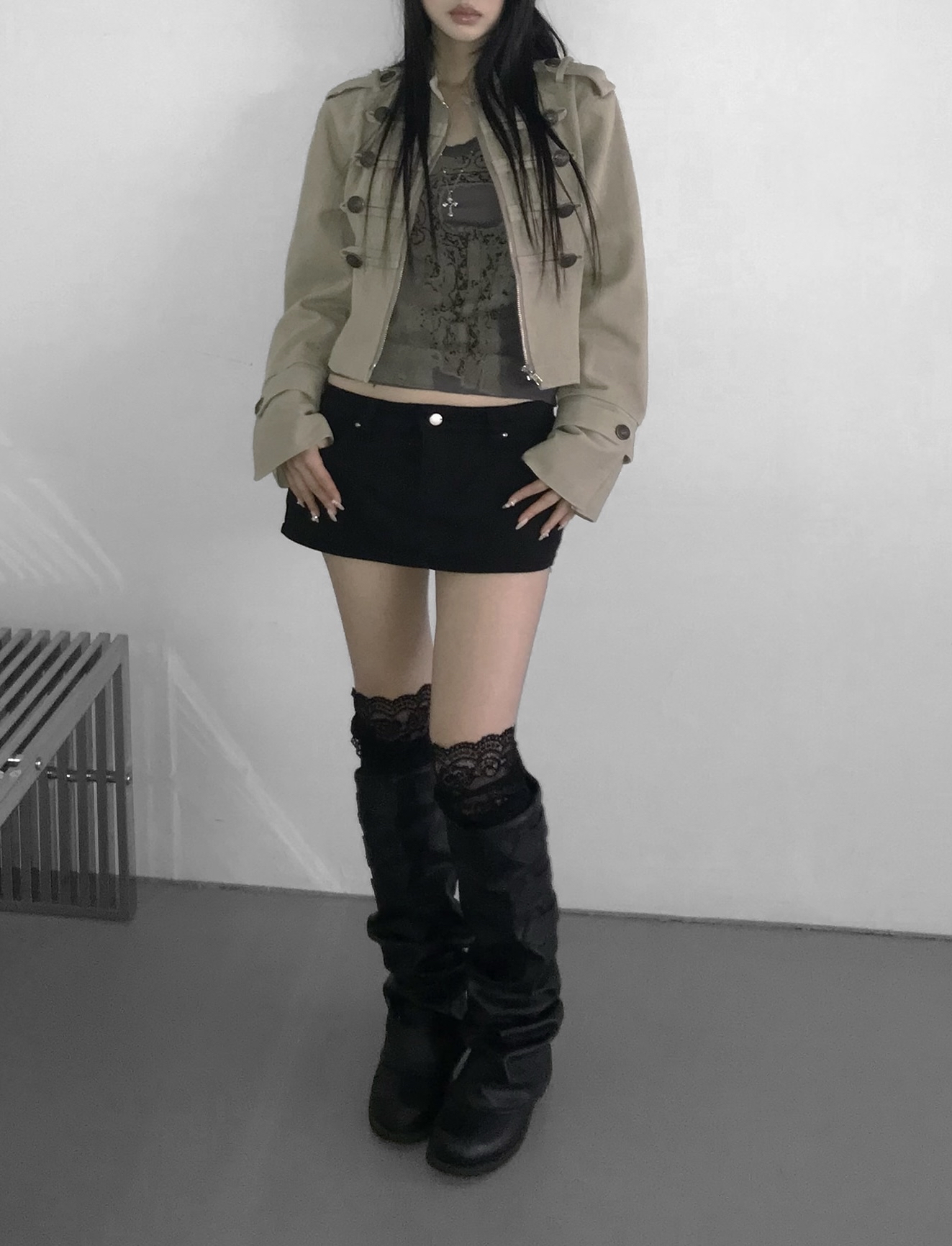 Vintage Zip Front Cropped Jacket