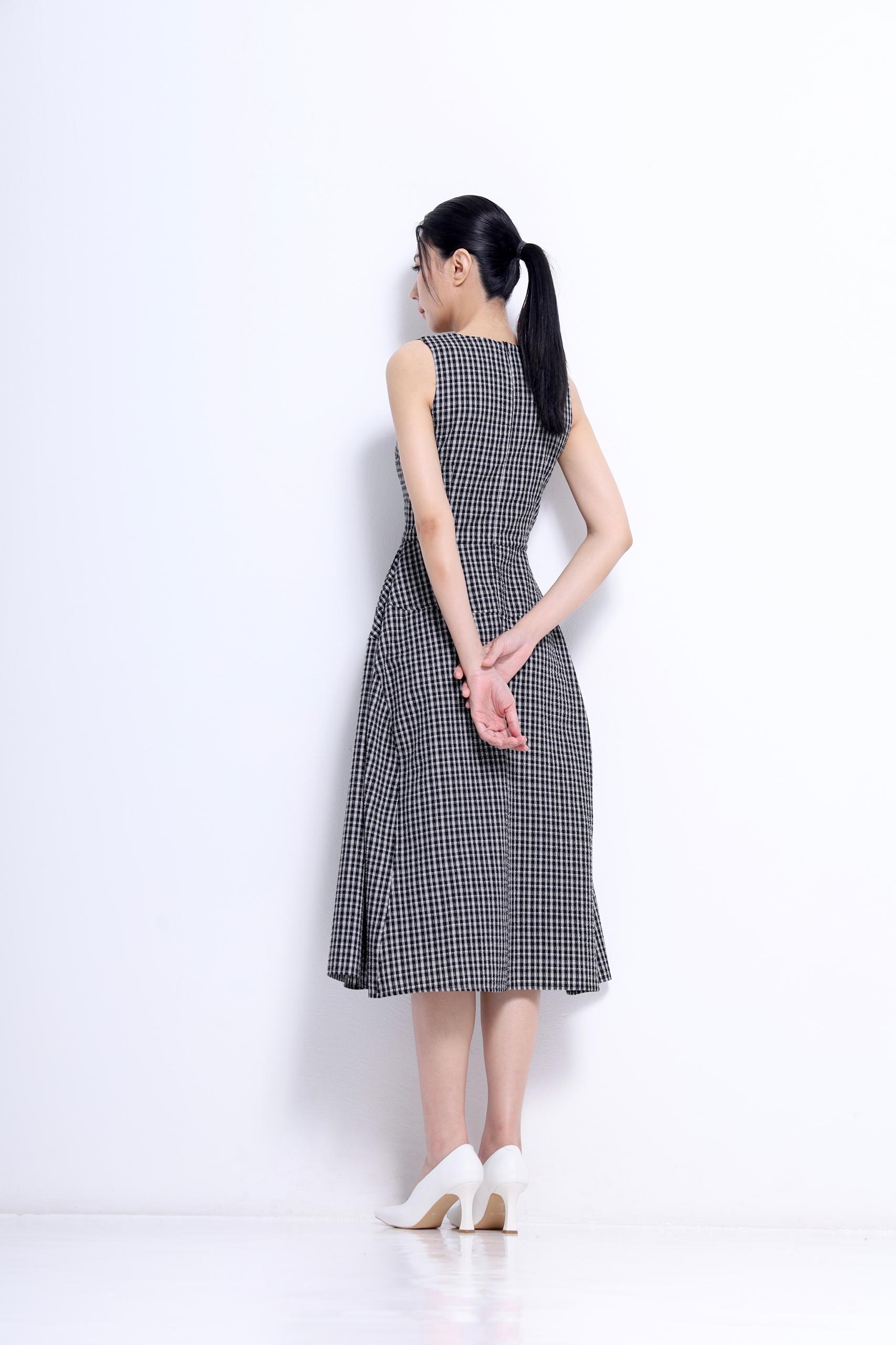 CD2154 CHECKS MIDI LENGHT DRESS