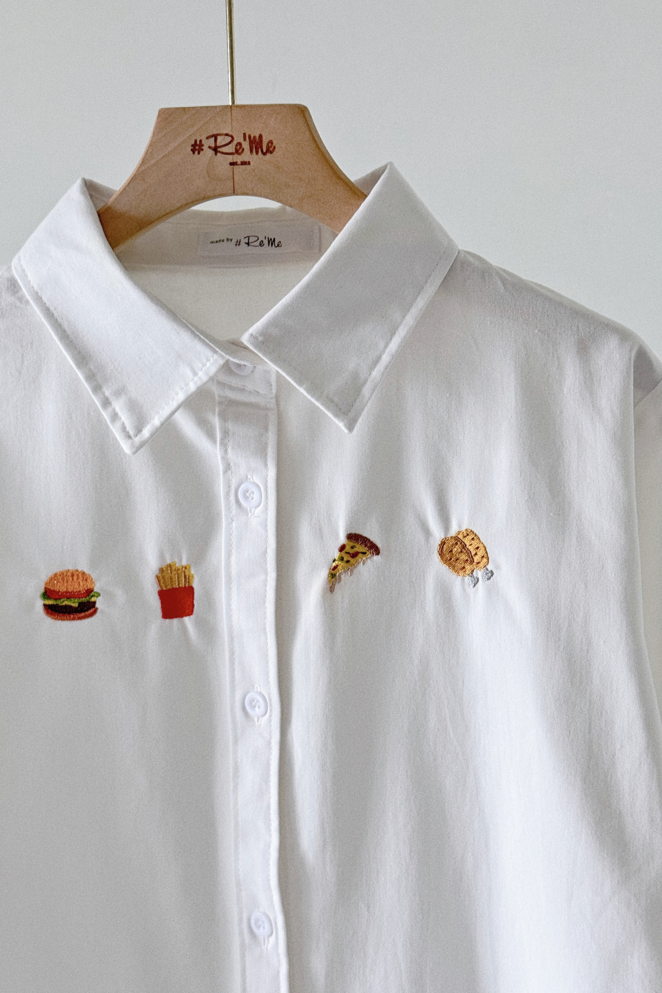 【小小满足🍔】设计款刺绣白衬衫 -（ 下单后2-3制作日）