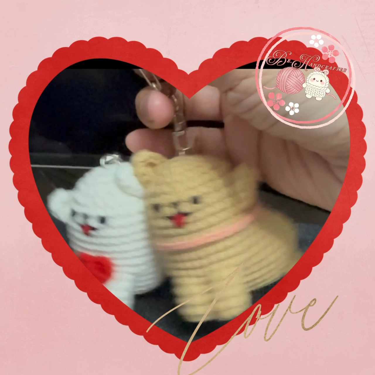 線條小狗情侶磁石鑰匙圈