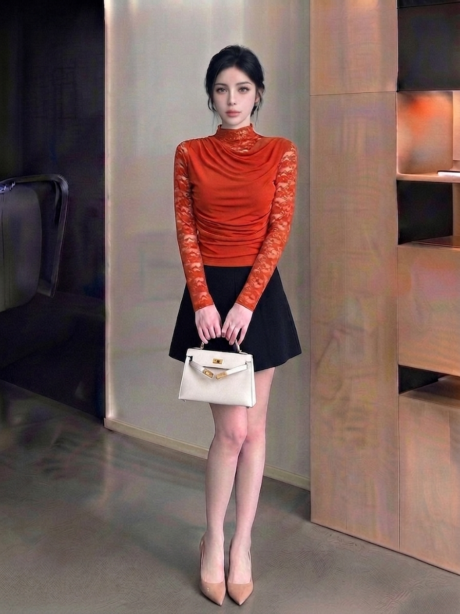 Ruched Lace Top M253