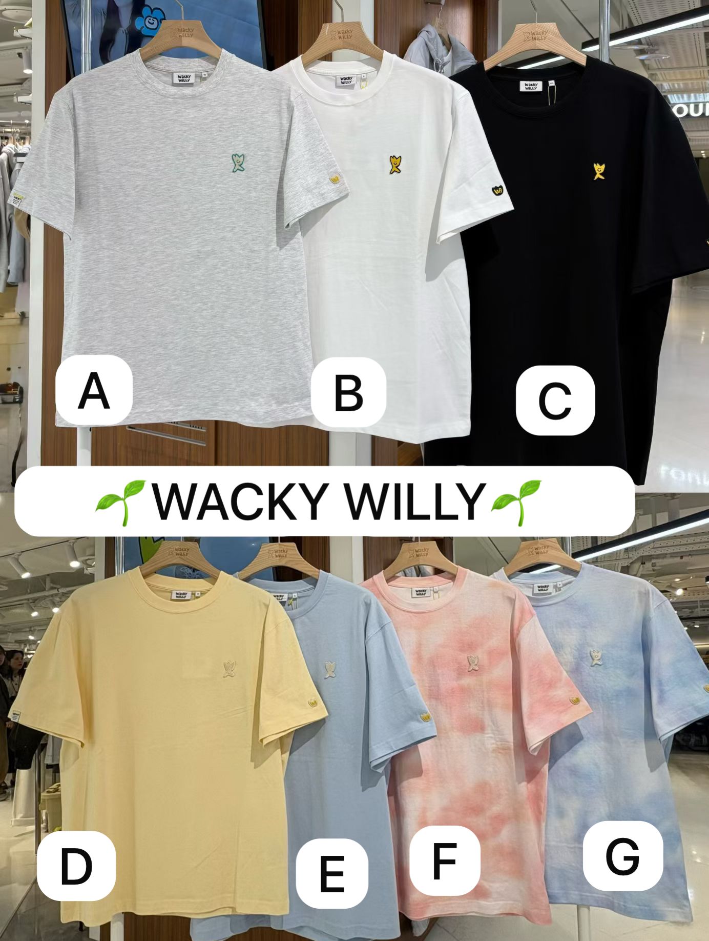 🌱​WACKY WILLY🌱 New 小黃人男女同款tee 韓國連綫折扣💛 Size s -xL 7個顏色