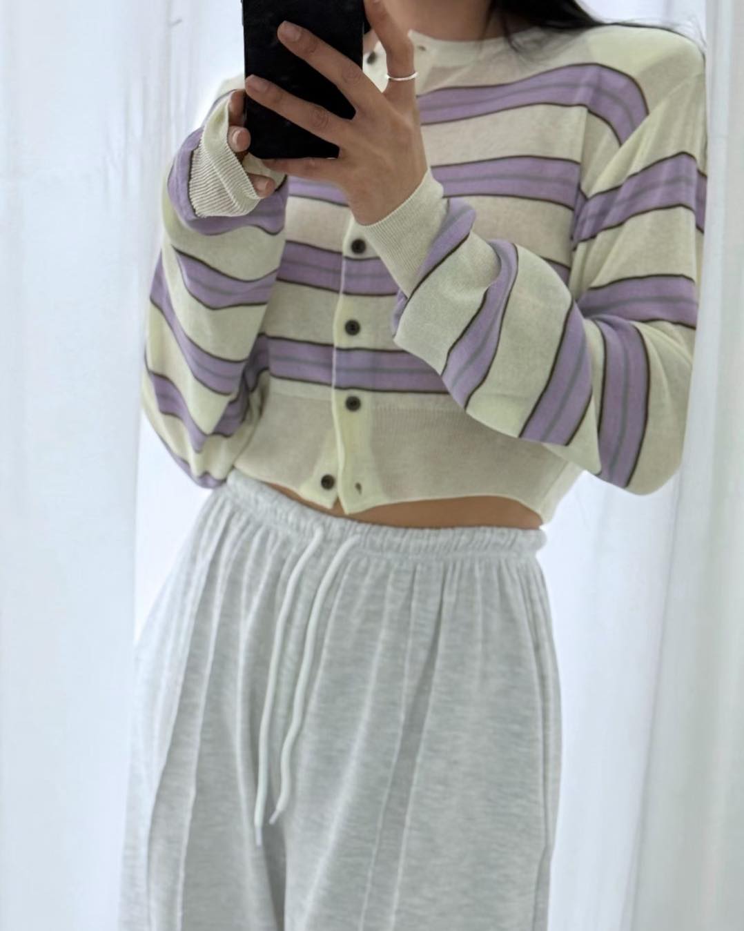 粗間短裝薄針織外套