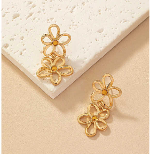 Golden Bloom Drop Earrings