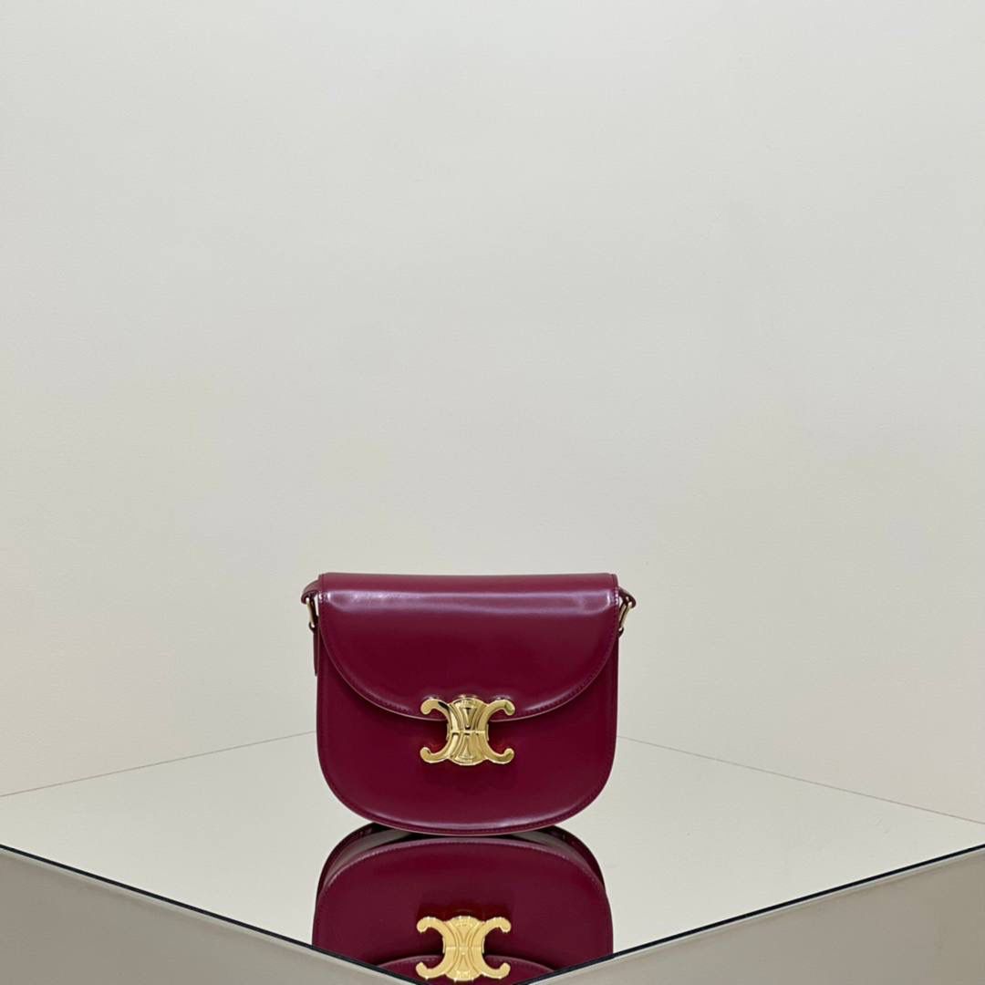 🔥大货实拍图 𝗖𝗘𝗟𝗜𝗡𝗘 ♥ 𝗧𝗘𝗘𝗡 𝗕𝗘𝗦𝗔𝗖𝗘肩带马鞍 型号：110413 尺寸：18.5*16*6cm 洋红色气场全开！红金配色太好看啦！快年底了，需要婚包，生日礼物、圣诞节、新年、本命年等等找红色包包的小伙伴千万不要错过哦！