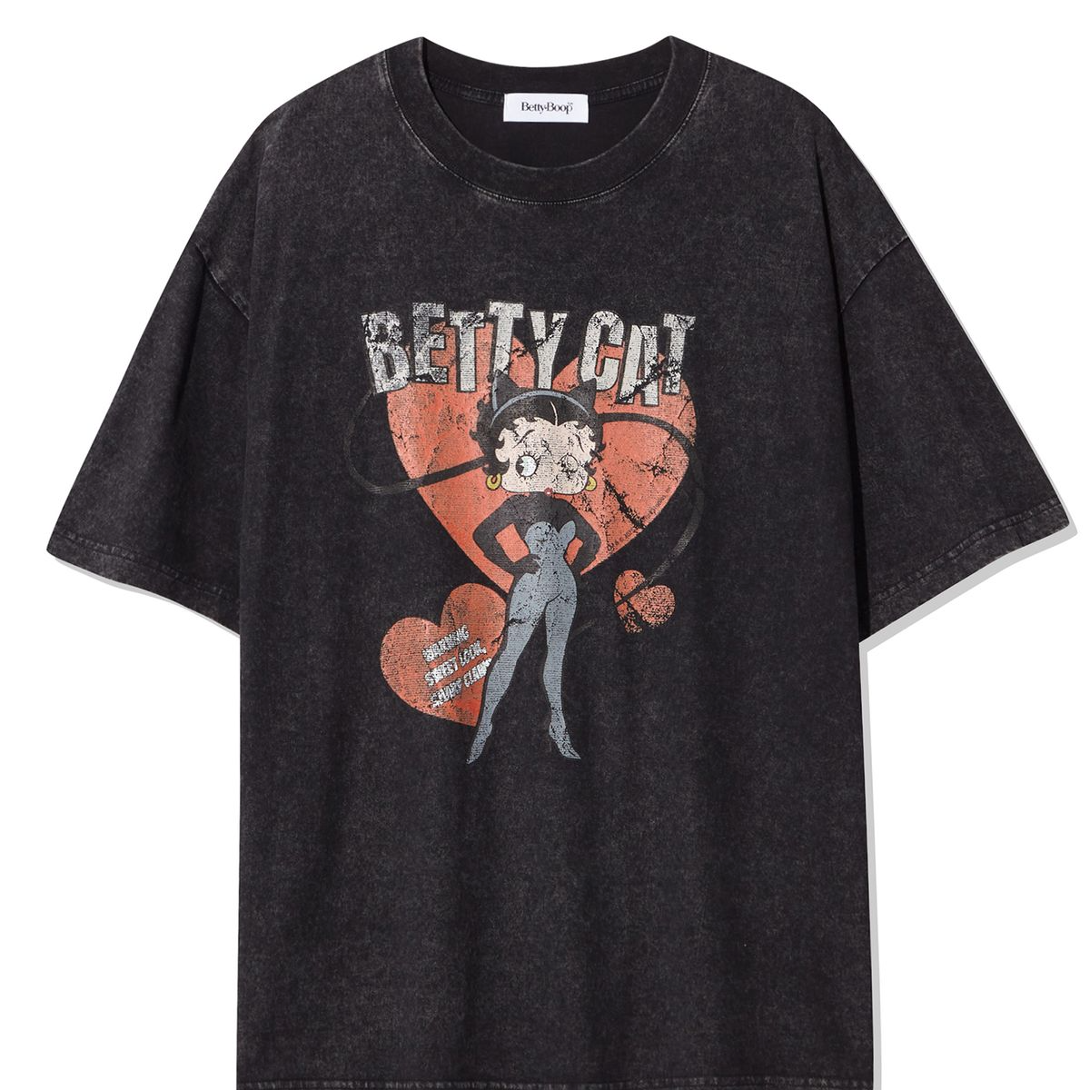 [CNVS x Betty Boop] BETTY BOOP Betty Cat Oversized T-shirt Charcoal