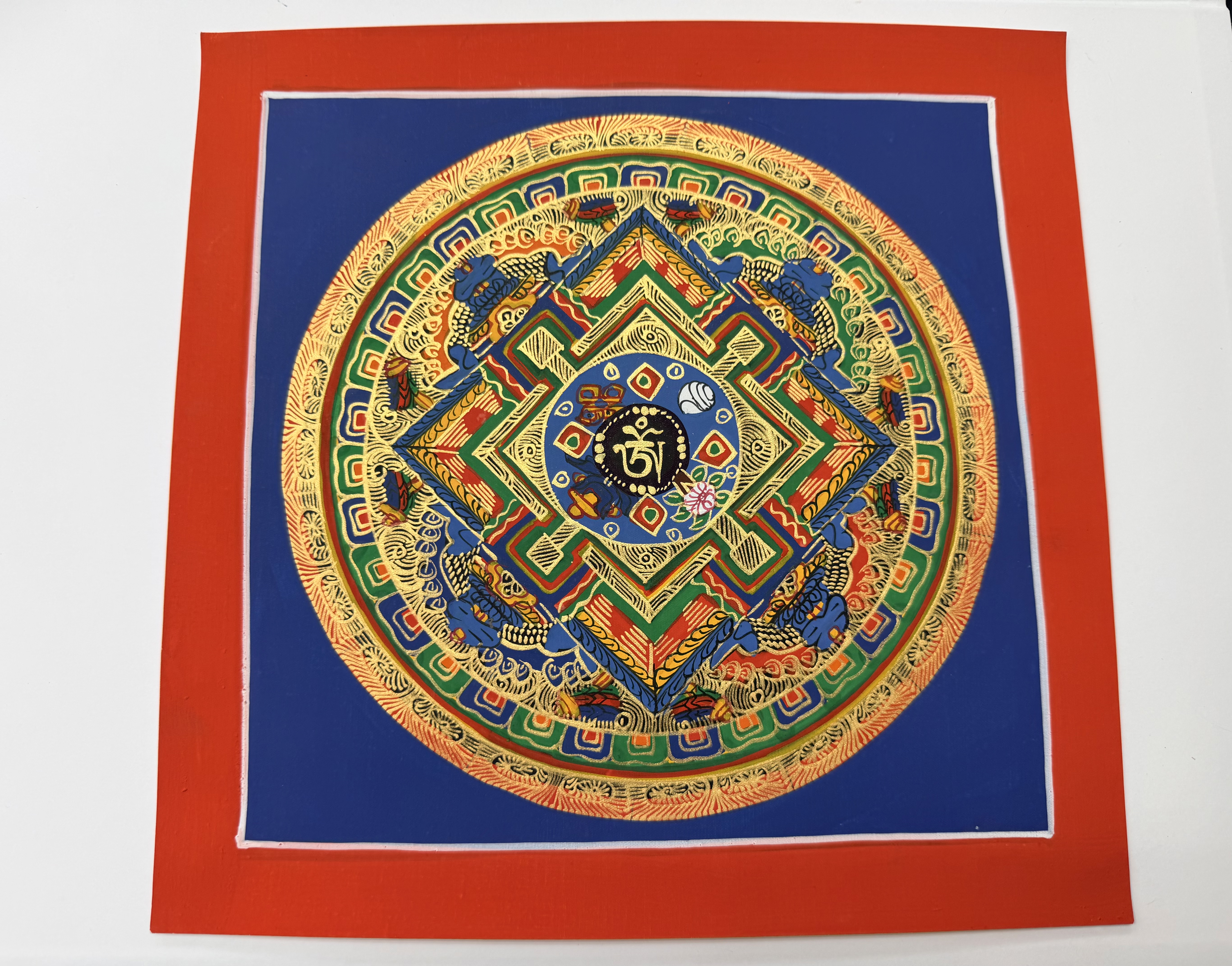 #5 尼泊爾三大廟加持手繪唐卡～OM 字 壇城 約25cm 