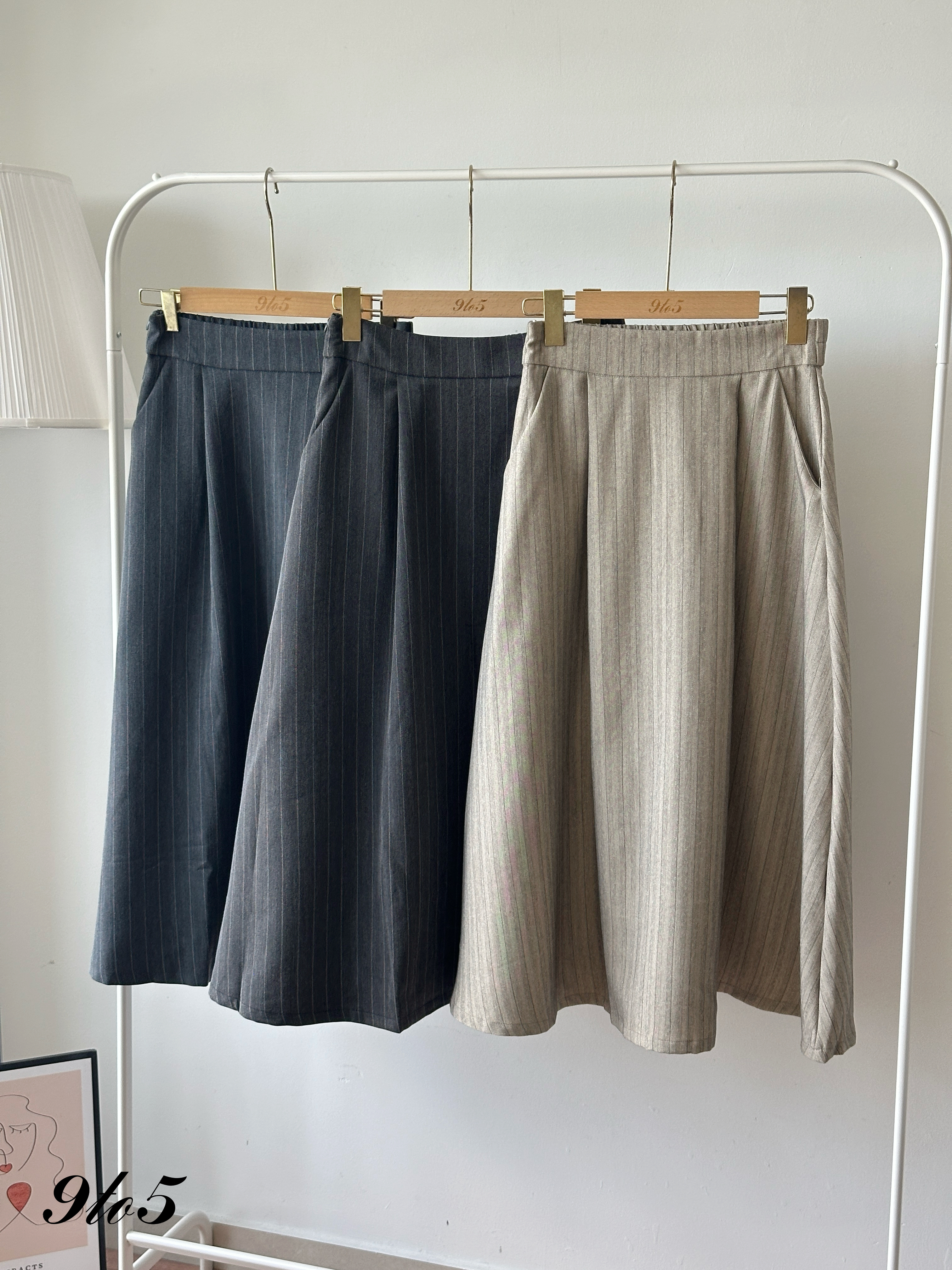 S1939 A Line Stripe Skirt - 3 Colors 