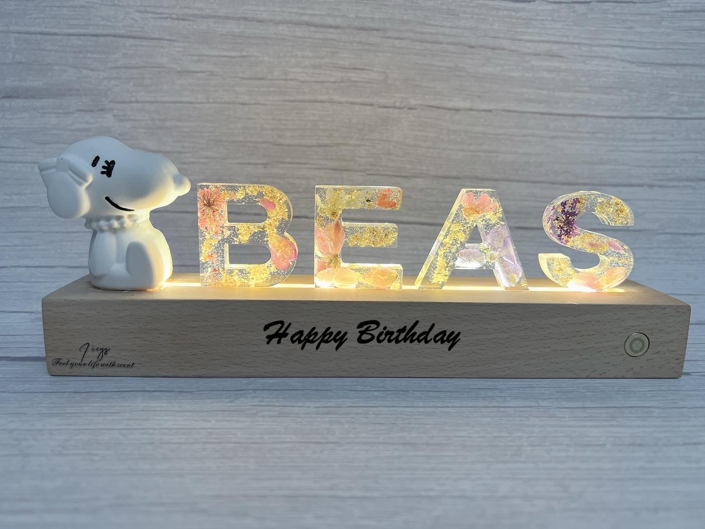 字母壓花小夜燈 配擴香石 