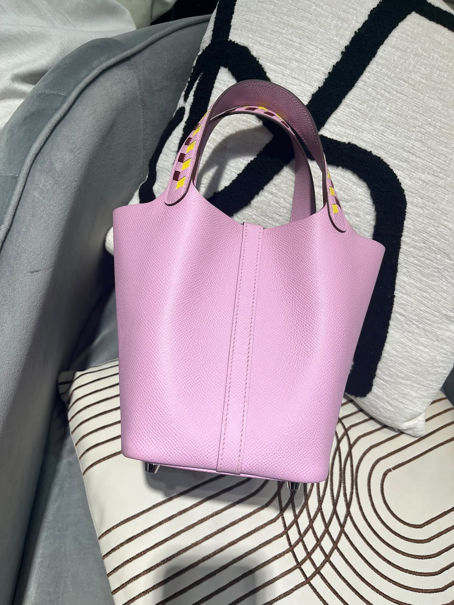 Hermes Picotin 18,錦葵紫STAMP D 特別限量款 Tressage de Cuir 系列Epsom 牛皮， 100%Authentic ,95%new ☑️Key lock ☑️dust bag 