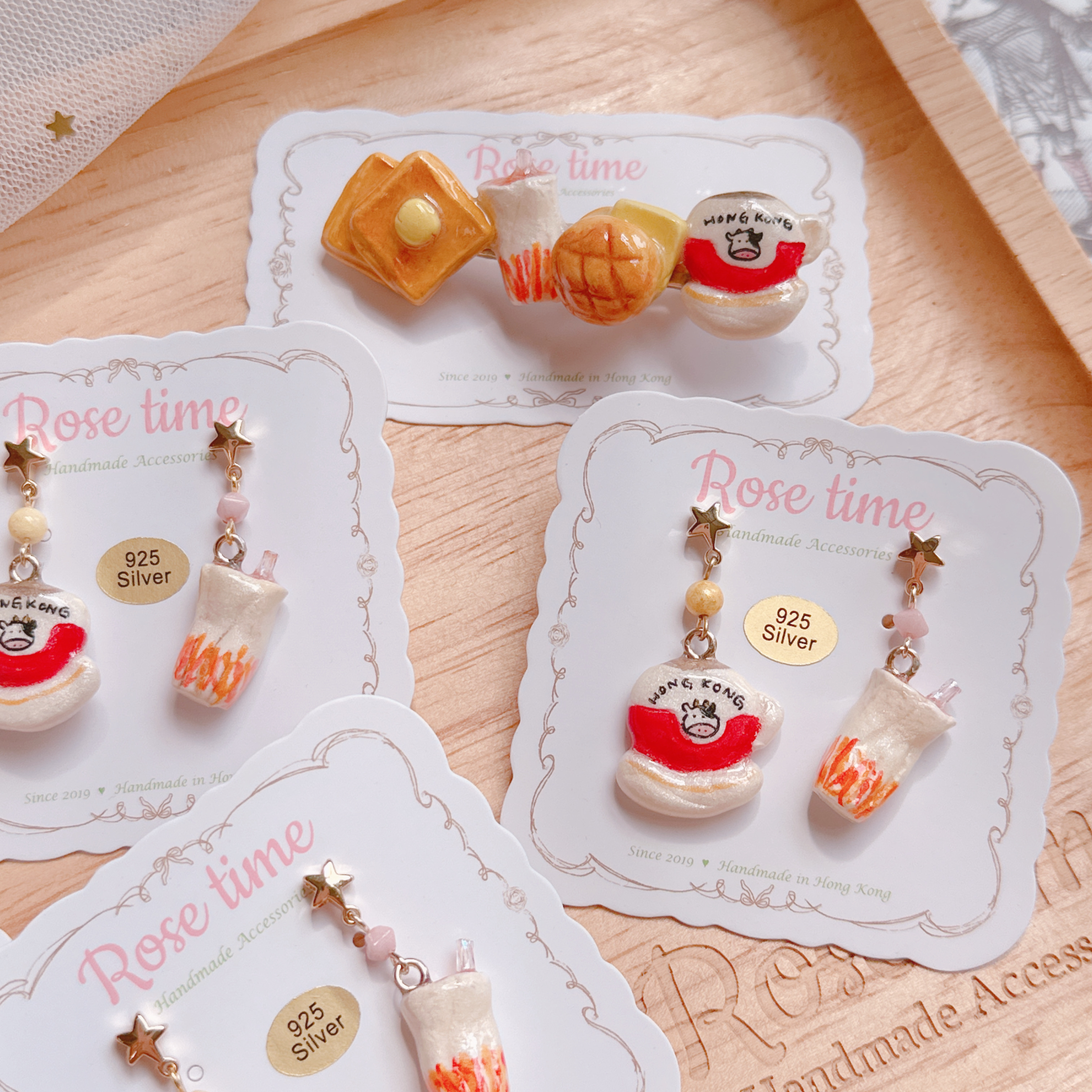 Rose time 3月13-15日 精選半價🩷 手繪港式茶餐廳小食髮夾🩷 七周年精選半價