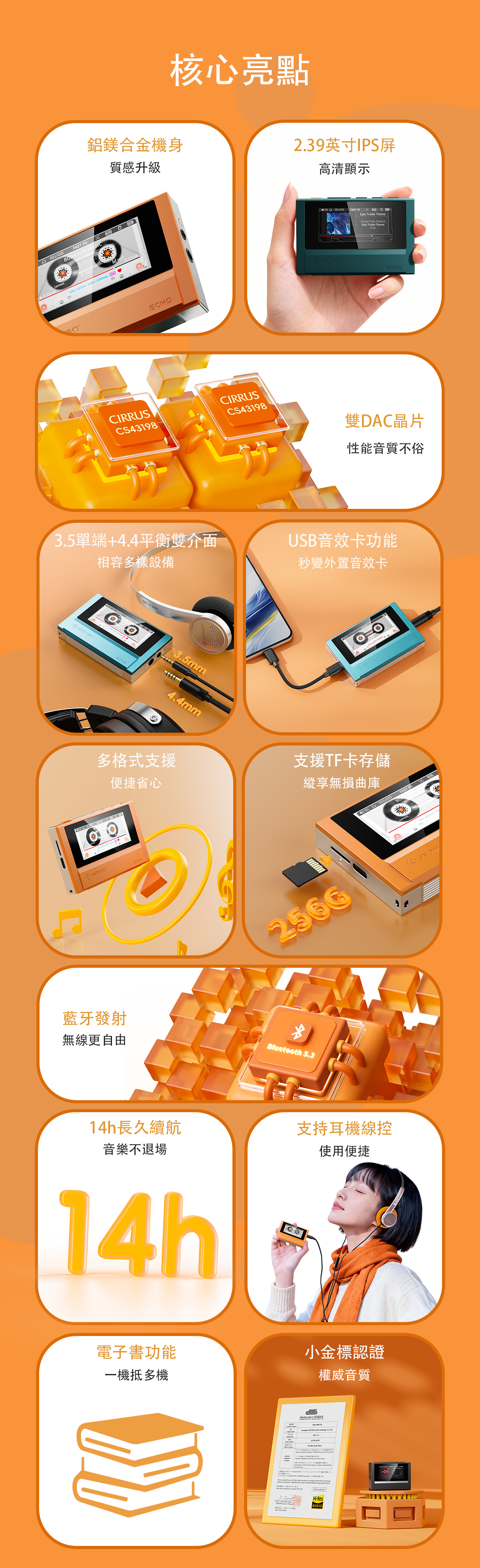 金屬迷你小巧的無損音樂播放機 ~ FiiO SNOWSKY (雪漫天) Echo (4GB)