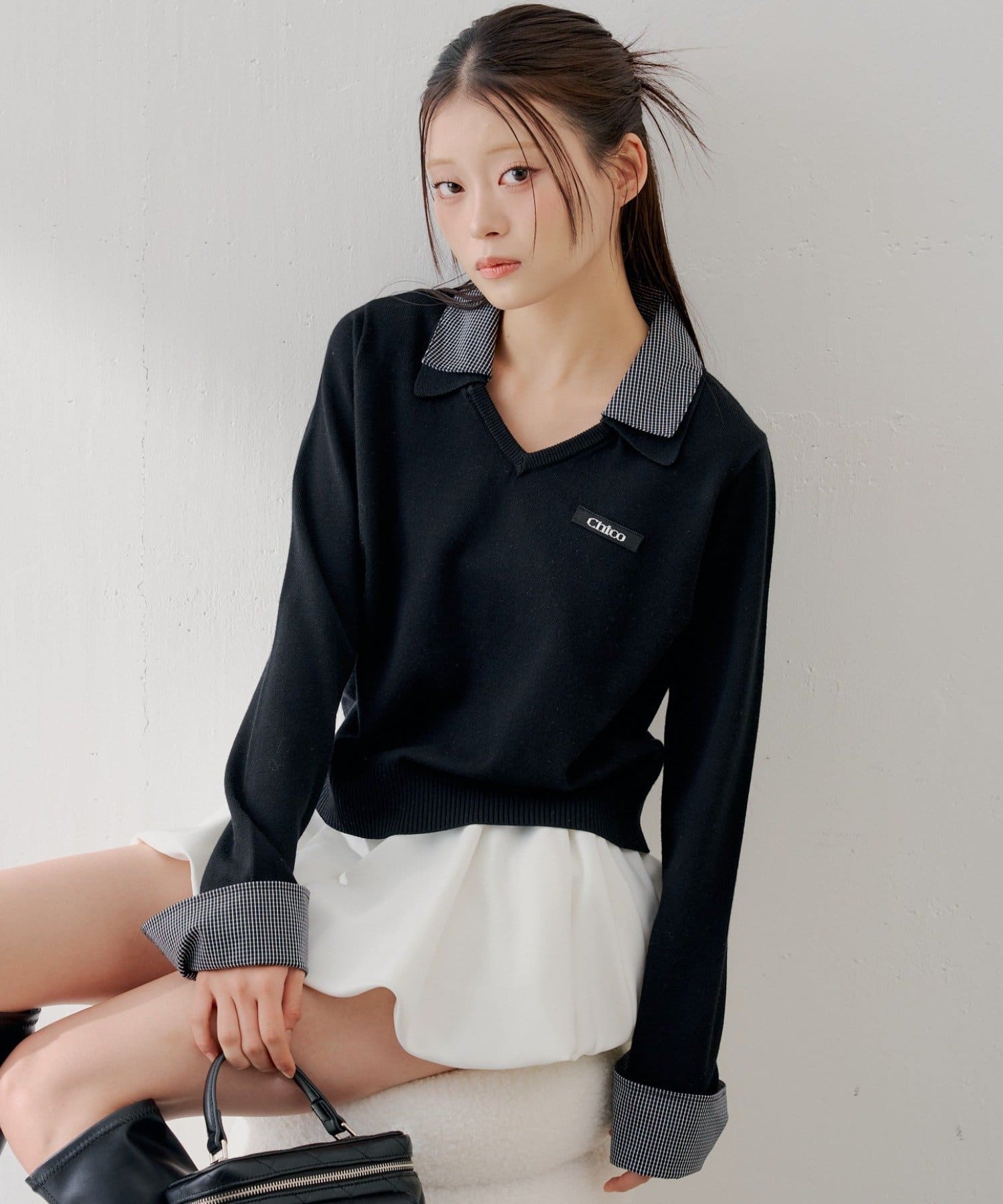 4月連線貨品 - 日本女裝襯衫式V領針織衫