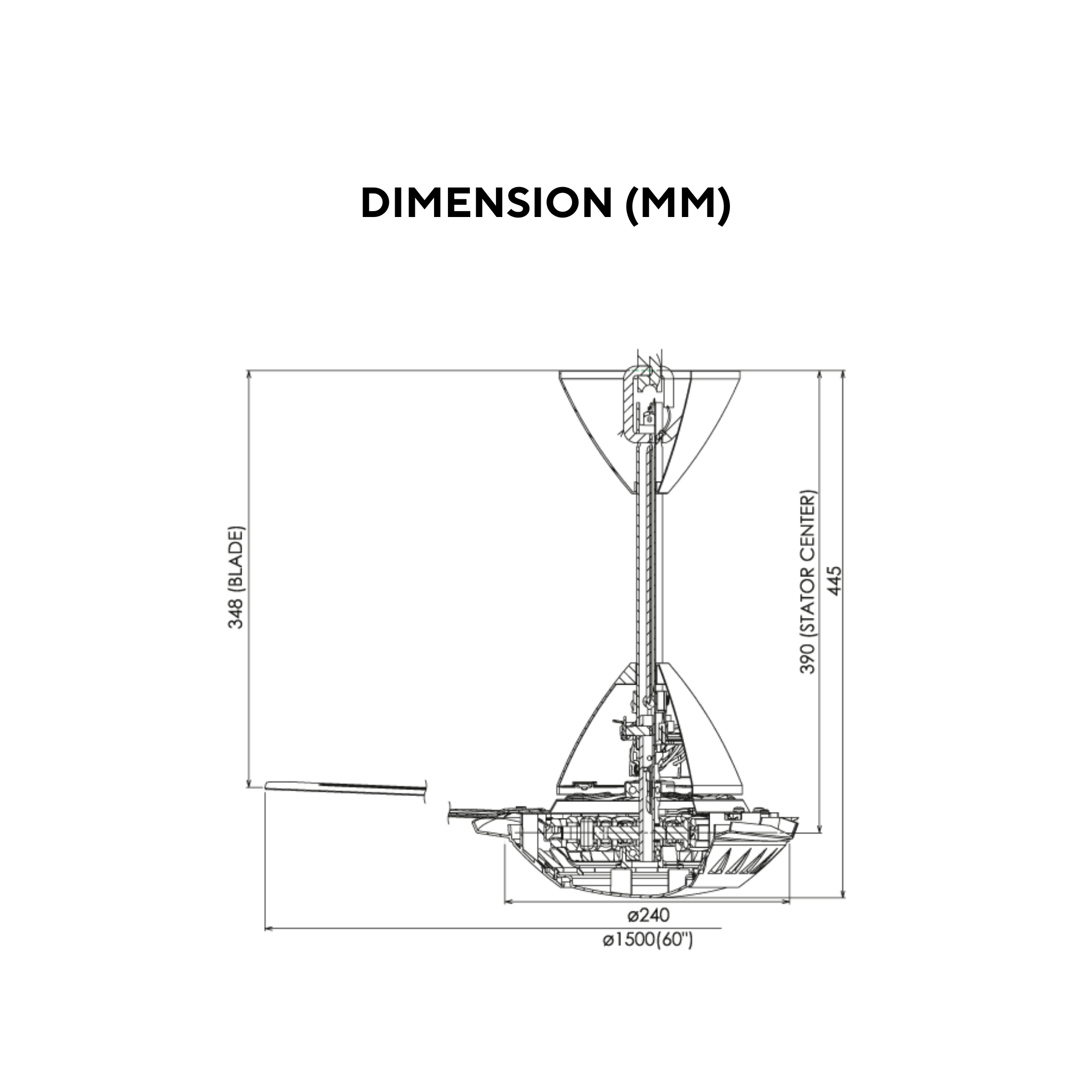 KDK 60" 3-Blade Regulator Ceiling Fan K15W0-SL (Silver)