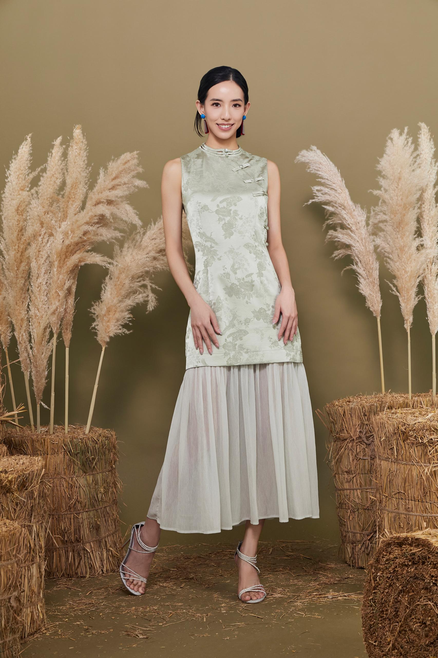 CD2163 QIAN YI  CHEONG SAM FLOWY DRESS