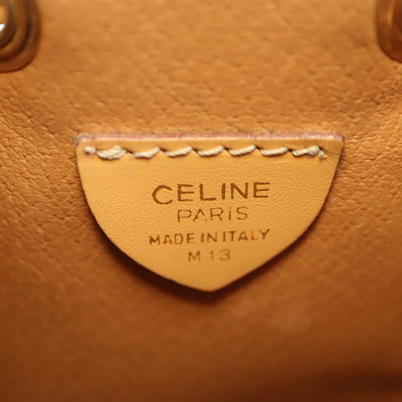 Celine Beige Macadam Drawstring Bucket Handbag